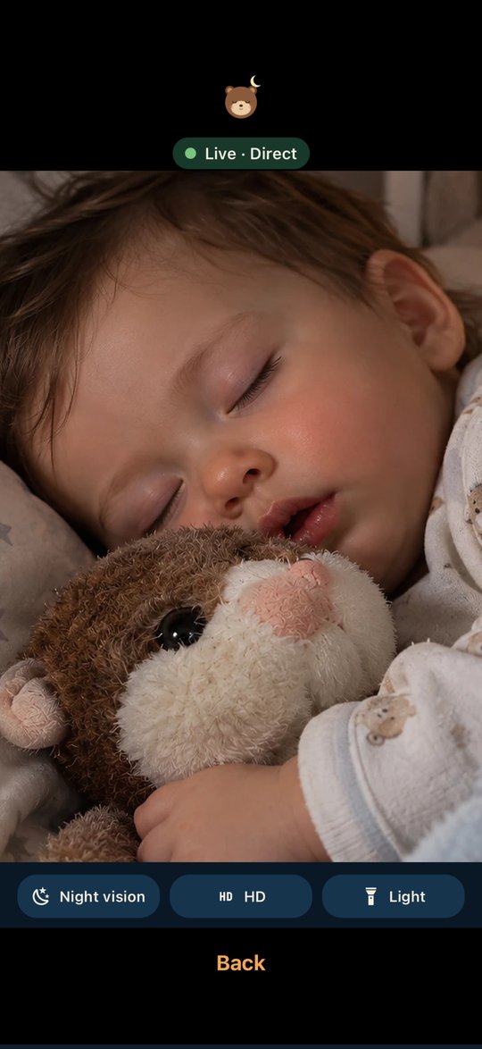 Murmeli baby monitor app: live video from the nursery on the parent phone