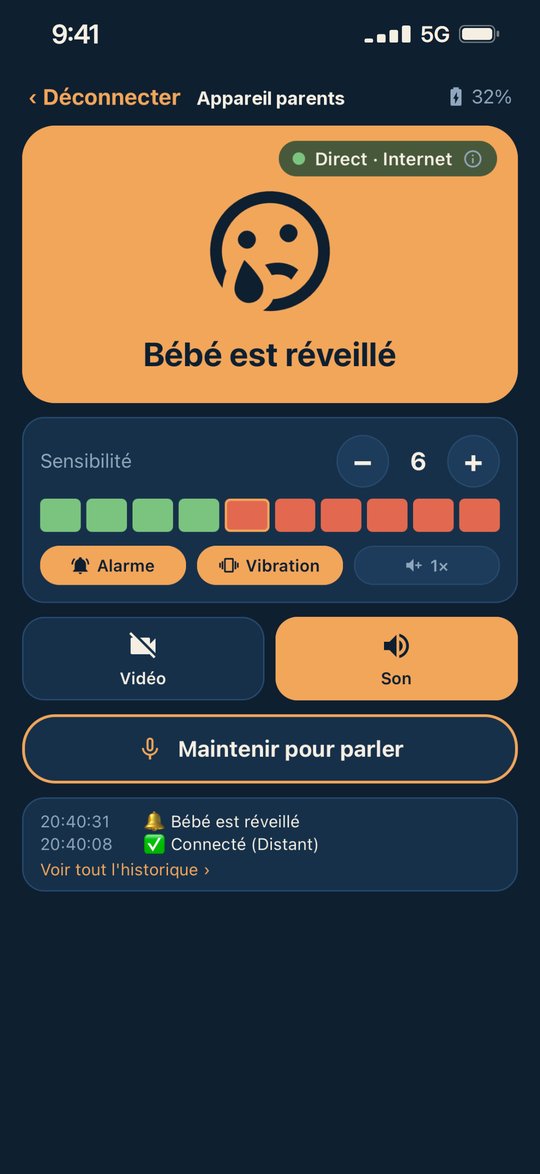 Application babyphone Murmeli : alerte « Bébé est réveillé » sur le téléphone des parents